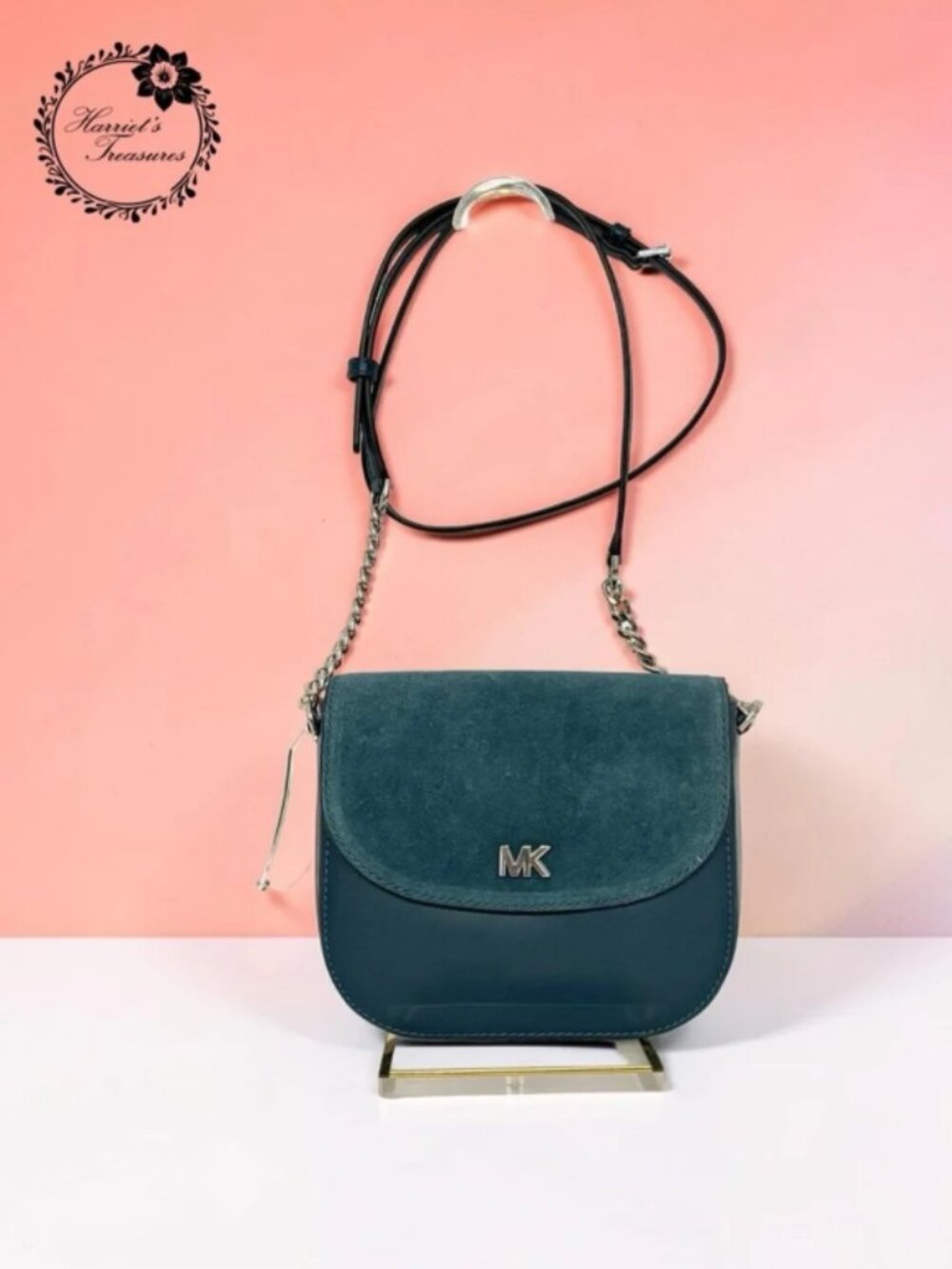 Michael Kors Teal Suede & Leather Crossbody